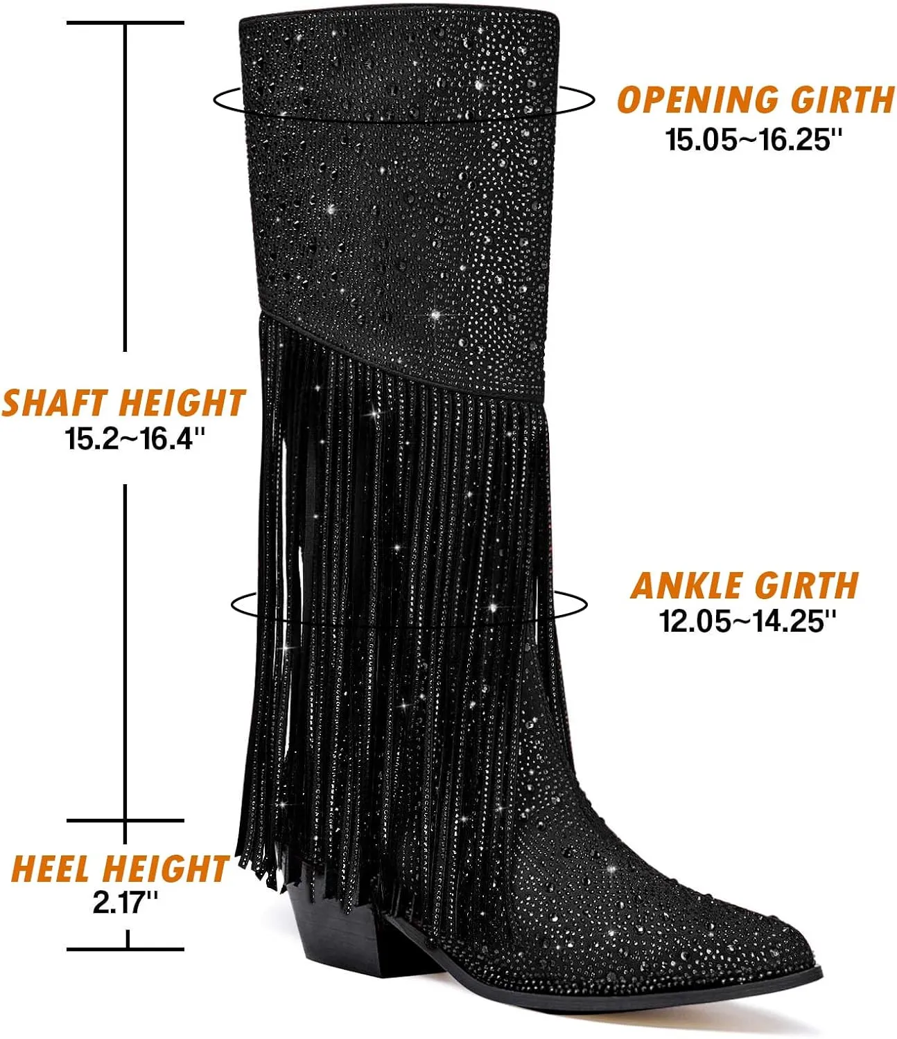 Rhinestone Cowboy Boots Fringe Knee High Cowgirl Boots Sparkly Cowboy Boots Glitter Sparkle Cowgirl Boots