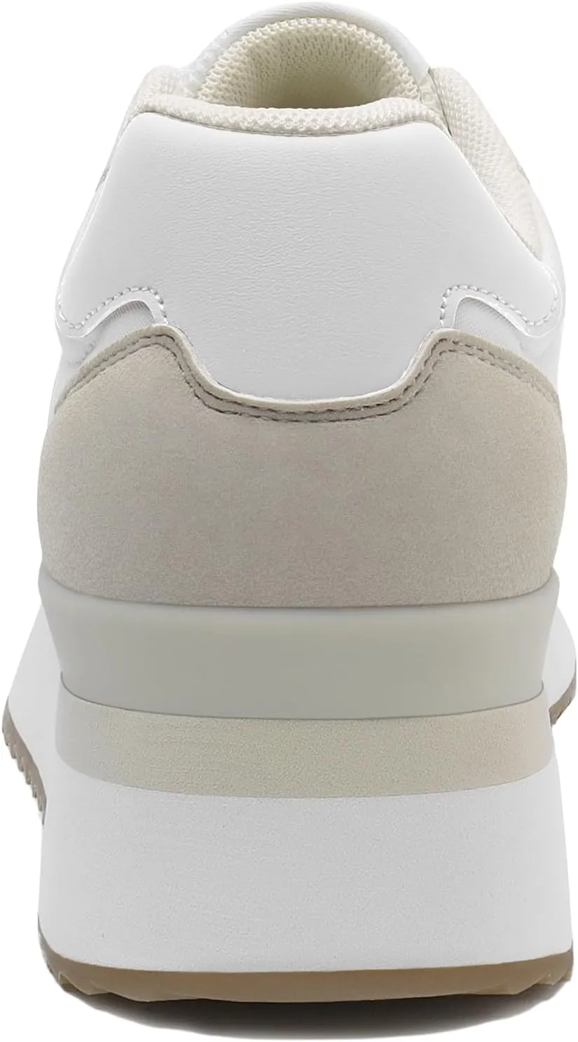 Rihero Women's Platform Sneakers Casual Lace Up Non Slip Tennis Walking Shoes Comfortable Lightweight Chunky Fashion Sneakers