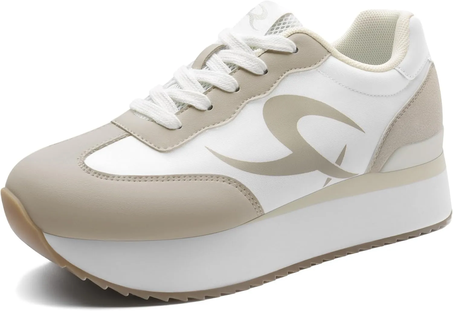Rihero Women's Platform Sneakers Casual Lace Up Non Slip Tennis Walking Shoes Comfortable Lightweight Chunky Fashion Sneakers