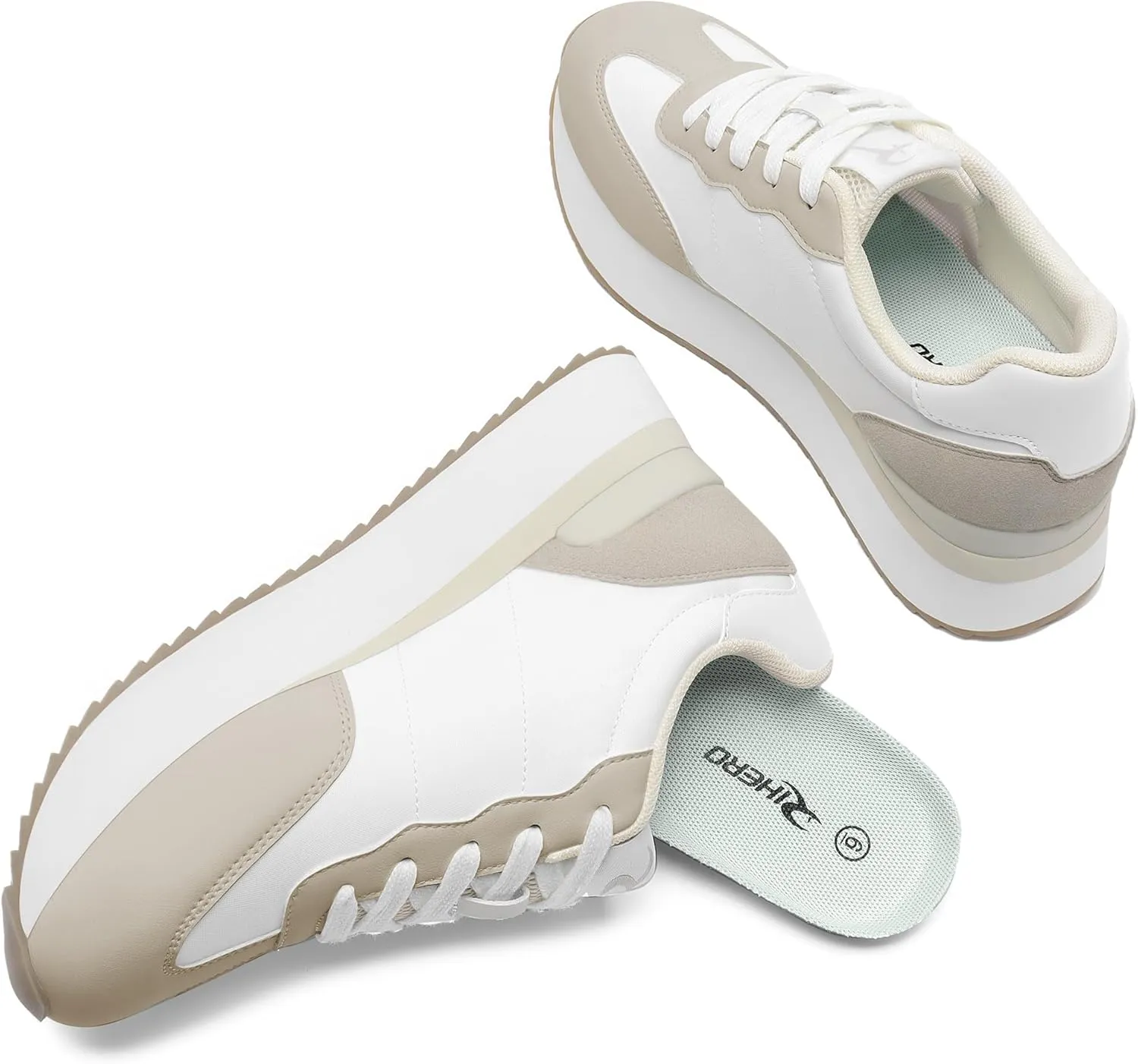 Rihero Women's Platform Sneakers Casual Lace Up Non Slip Tennis Walking Shoes Comfortable Lightweight Chunky Fashion Sneakers