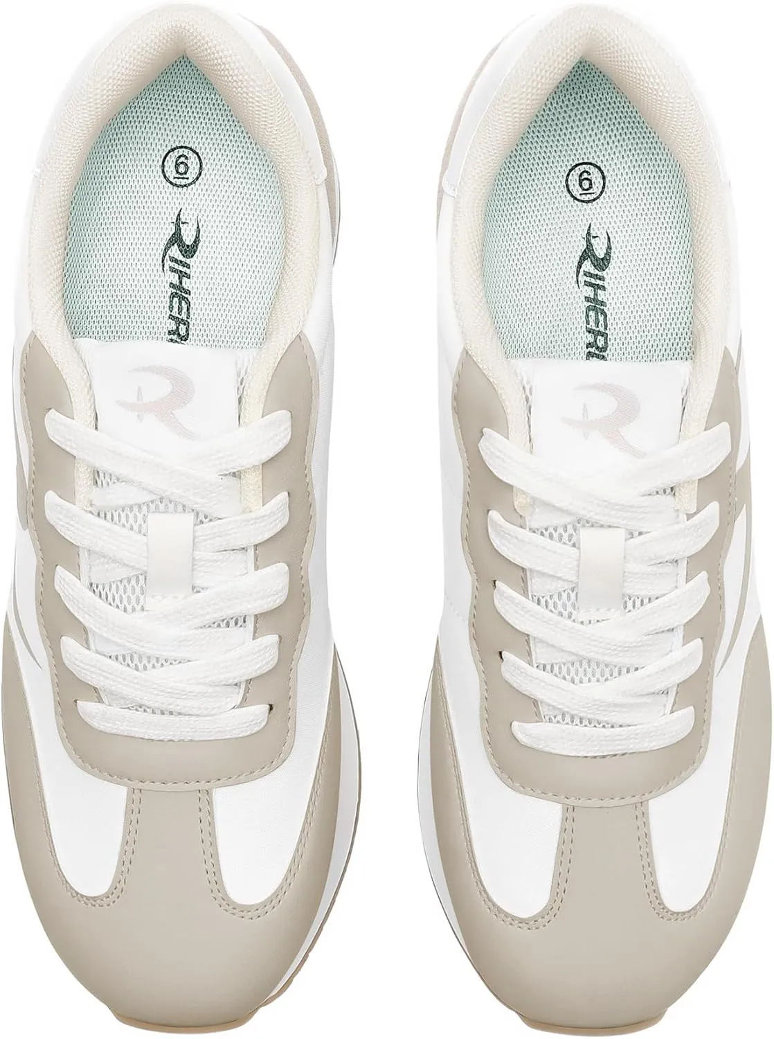 Rihero Women's Platform Sneakers Casual Lace Up Non Slip Tennis Walking Shoes Comfortable Lightweight Chunky Fashion Sneakers