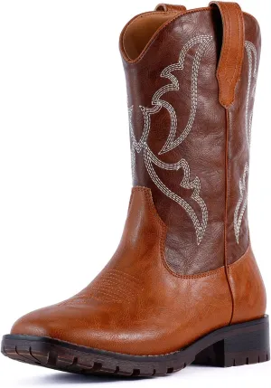 RLW Men's Western Cowboy Boots Waterproof Square Toe Slip On Work Boots for Construction Farming