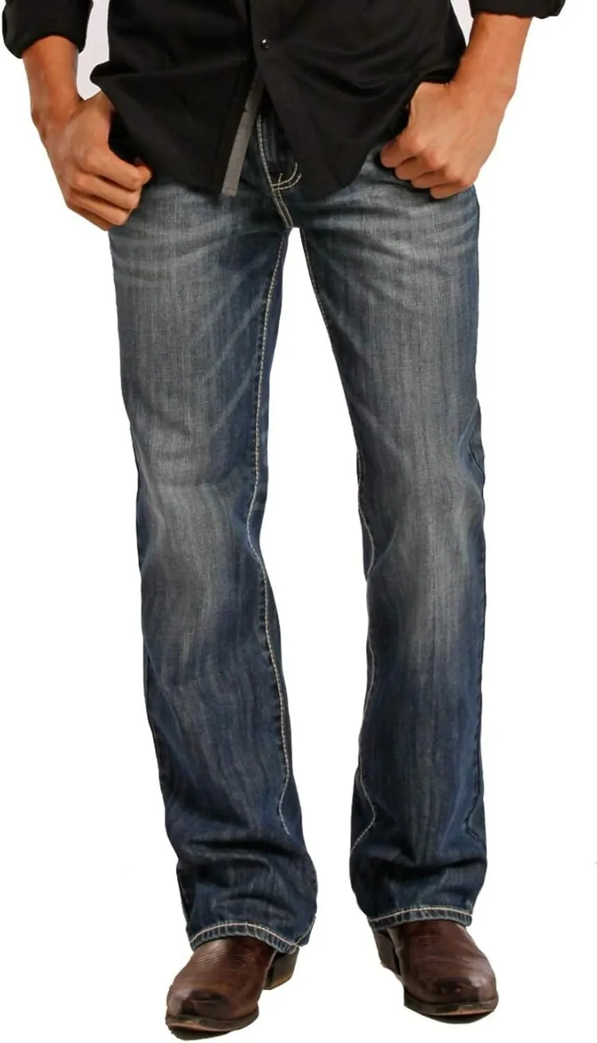 Rock & Roll Denim Relaxed Fit Straight Bootcut Jeans #M0S8553