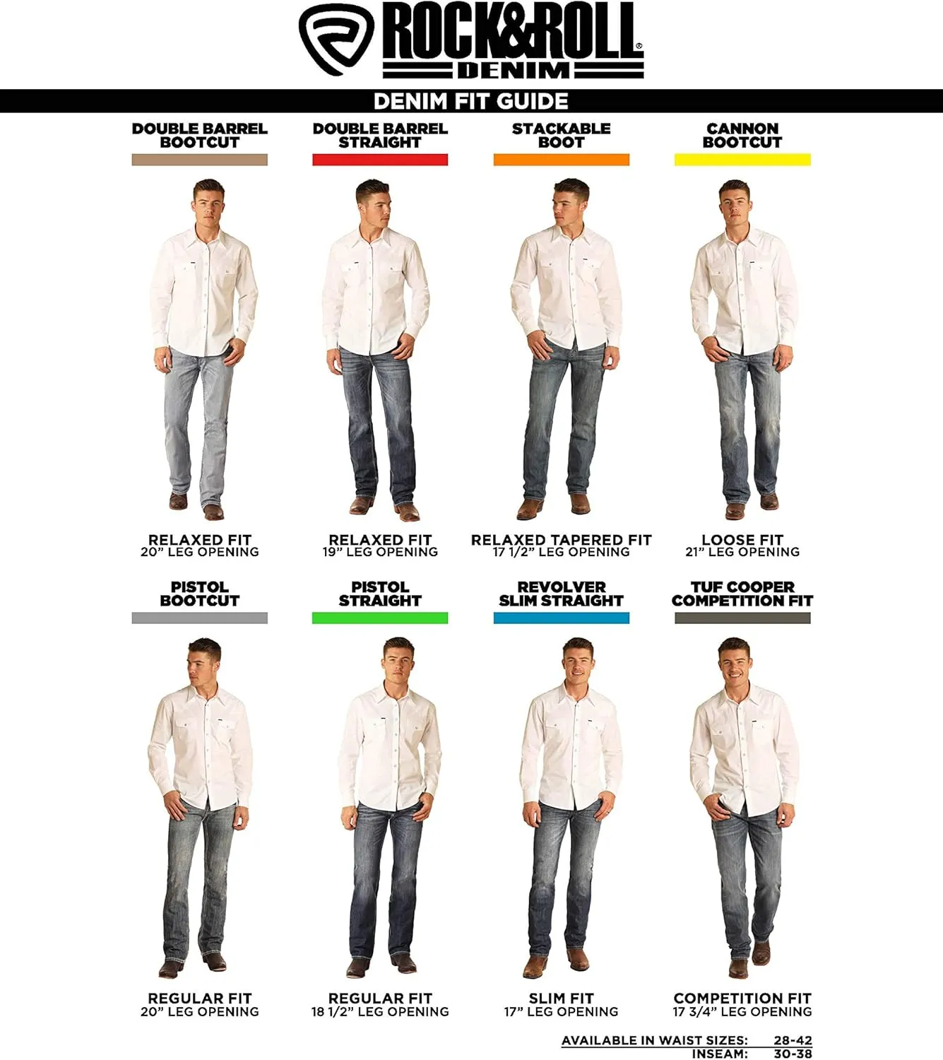 Rock & Roll Denim Relaxed Fit Straight Bootcut Jeans #M0S8553