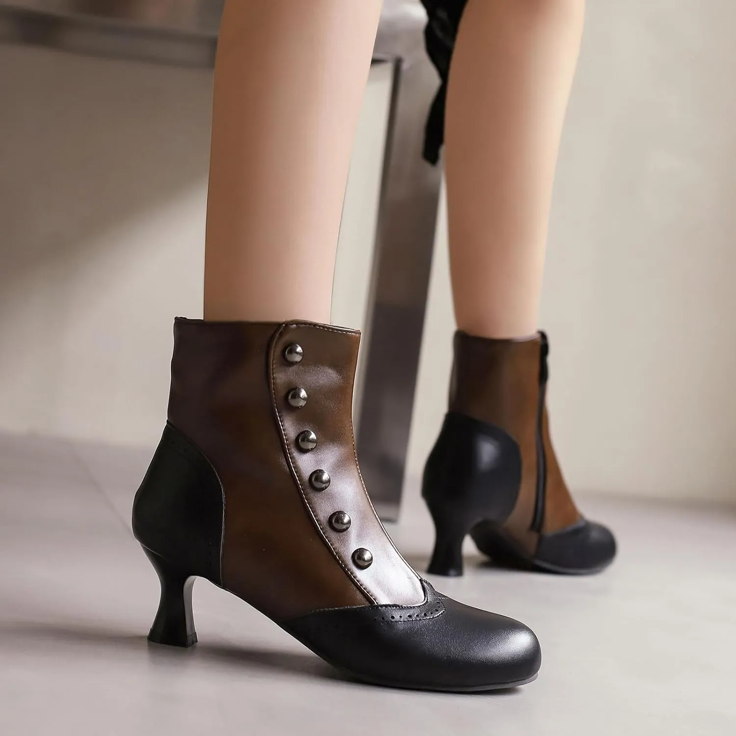 Roimaash Vintage Women's Ankle-High Booties Victorian Boots