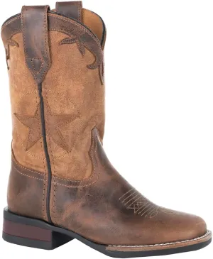 ROPER Kids Boys Monterey Square Toe Western Cowboy Boots Mid Calf - Brown