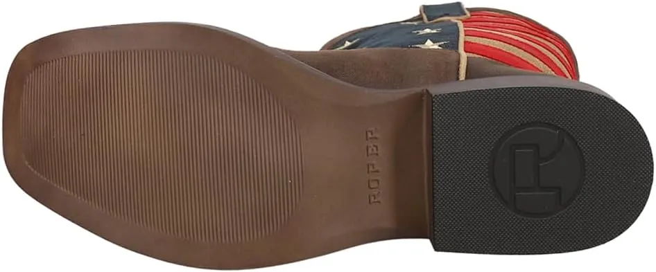 ROPER Mens American Patriotic Square Toe Pull On Casual Boots Mid Calf - Brown