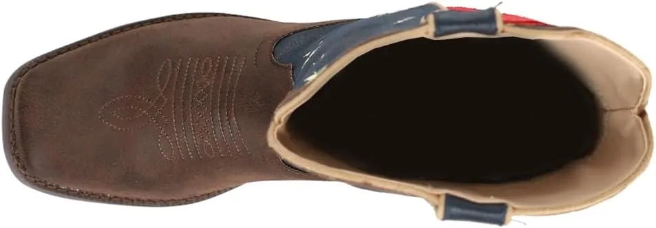 ROPER Mens American Patriotic Square Toe Pull On Casual Boots Mid Calf - Brown