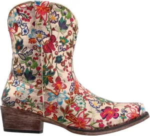 ROPER Womens Ingrid Floral Metallic Snip Toe Casual Boots Ankle Low Heel 1-2" - Multi