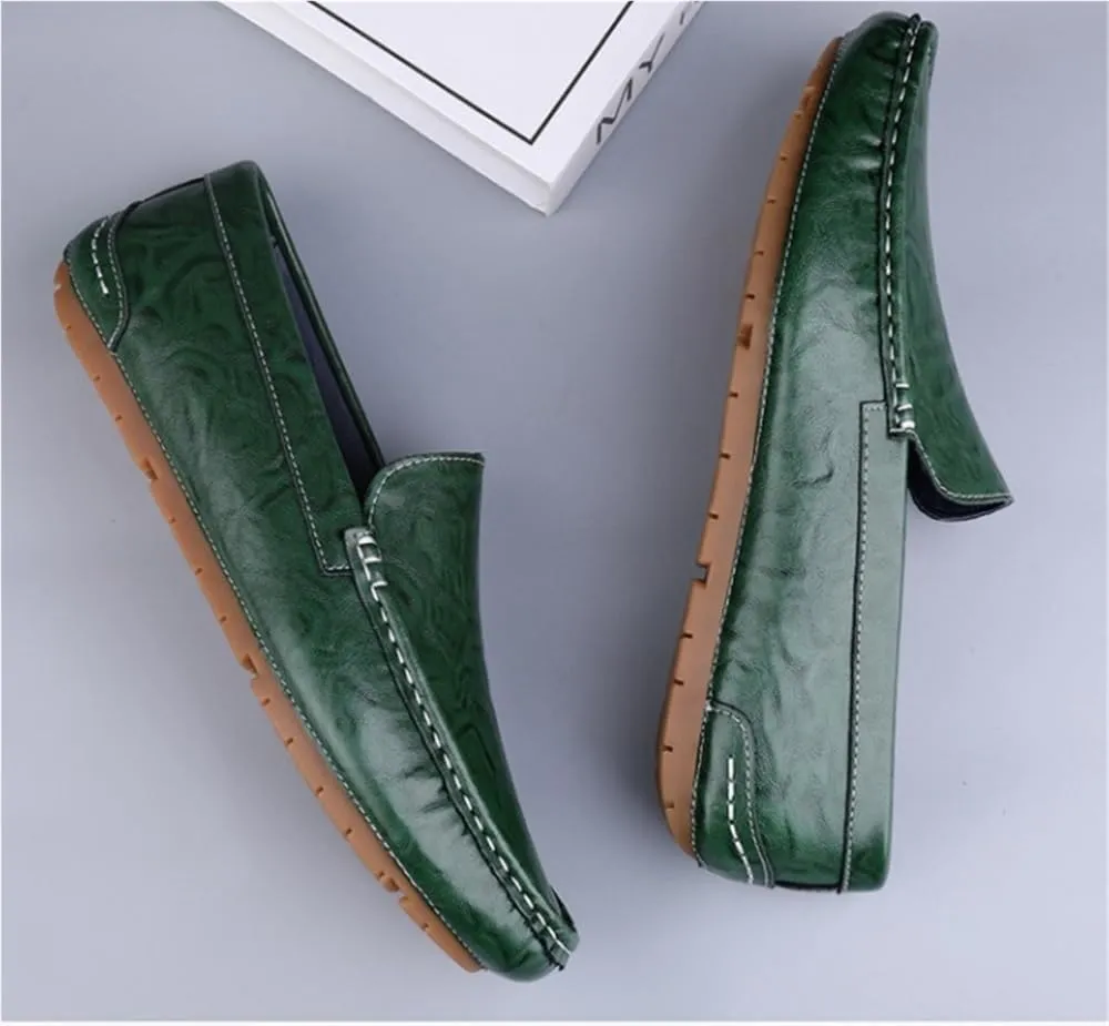 Round Toe Leather Loafer Shoes Comfortable Lightweight Flexible Fashion Party Shoes Wedding Loafers for Mens