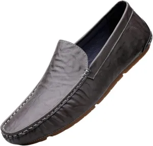 Round Toe Leather Loafer Shoes Comfortable Lightweight Flexible Fashion Party Shoes Wedding Loafers for Mens