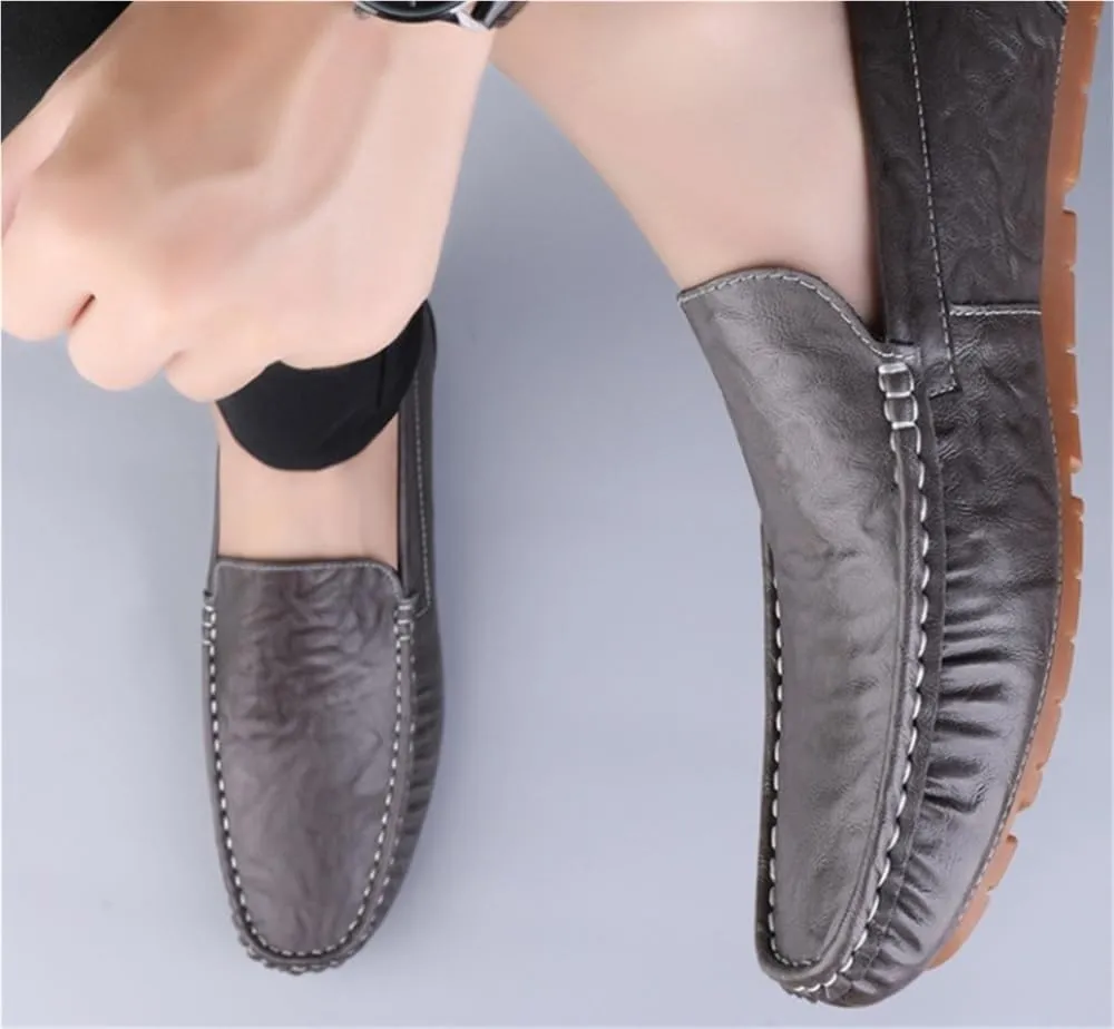 Round Toe Leather Loafer Shoes Comfortable Lightweight Flexible Fashion Party Shoes Wedding Loafers for Mens