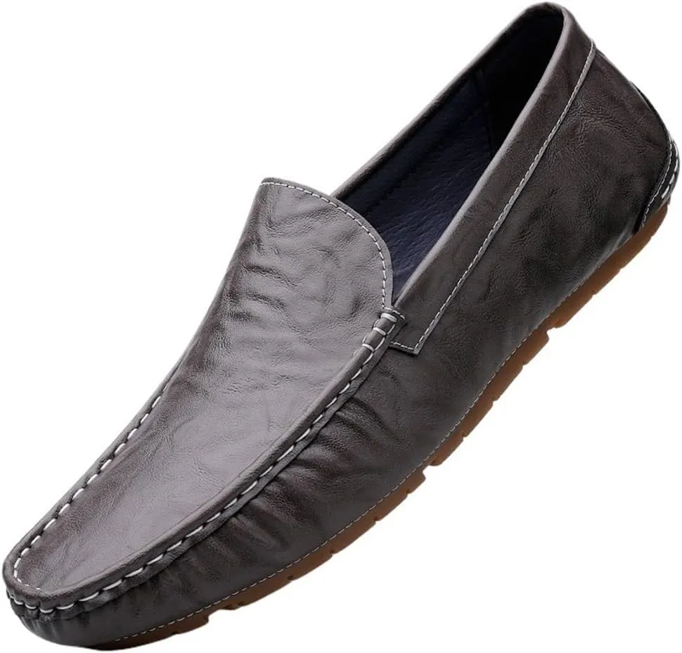 Round Toe Leather Loafer Shoes Comfortable Lightweight Flexible Fashion Party Shoes Wedding Loafers for Mens