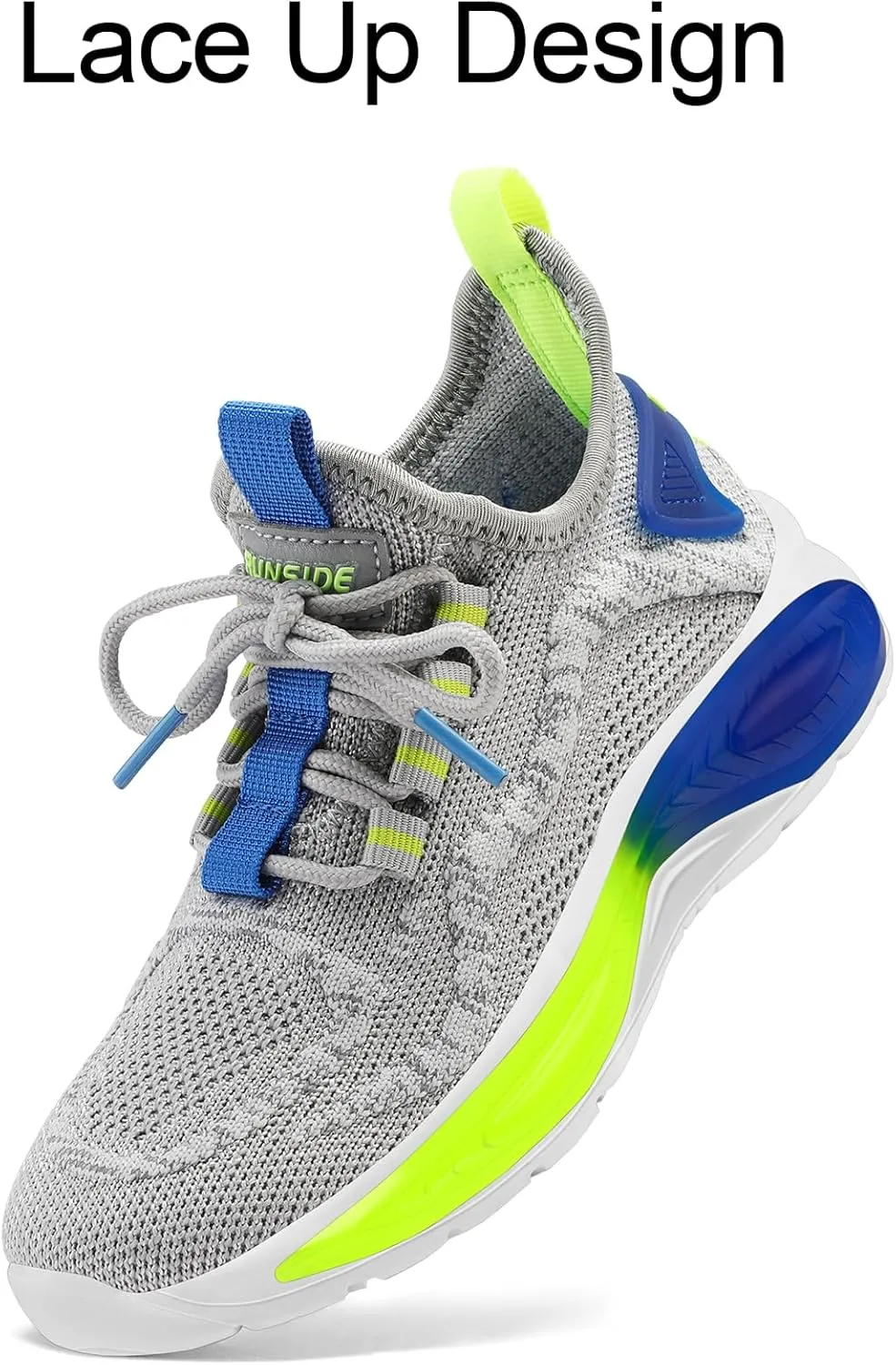 RUNSIDE Boys Girls Sneakers, Lace up Kids Tennis Shoes for Walking/Running Lightweight Breathable Gym Shoes Outdoor, Little Kid/Big Kid