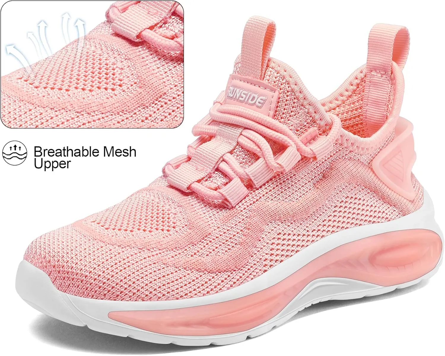 RUNSIDE Boys Girls Sneakers, Lace up Kids Tennis Shoes for Walking/Running Lightweight Breathable Gym Shoes Outdoor, Little Kid/Big Kid