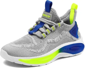 RUNSIDE Boys Girls Sneakers, Lace up Kids Tennis Shoes for Walking/Running Lightweight Breathable Gym Shoes Outdoor, Little Kid/Big Kid