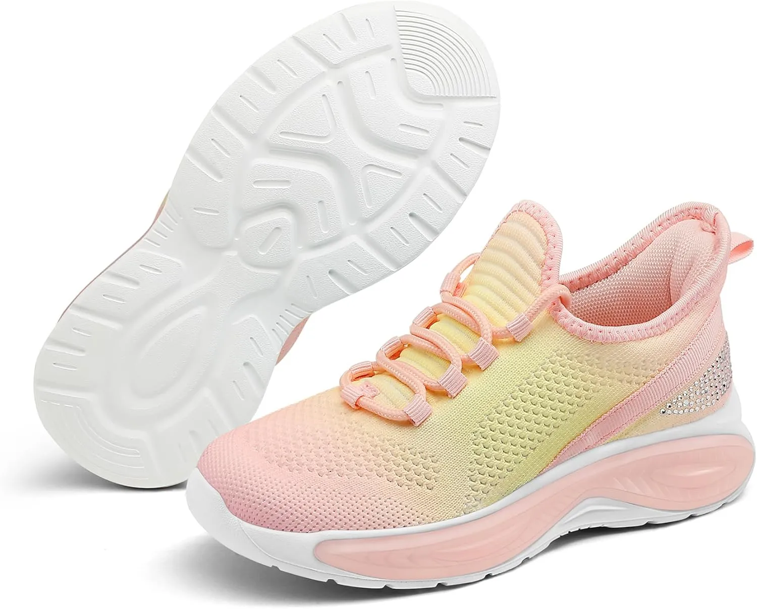 RUNSIDE Girls Lightweight Sneakers Kids Lace-up Tennis Running Shoes, Breathable Walking Shoes for Toddler/Little Kid/Big Kid