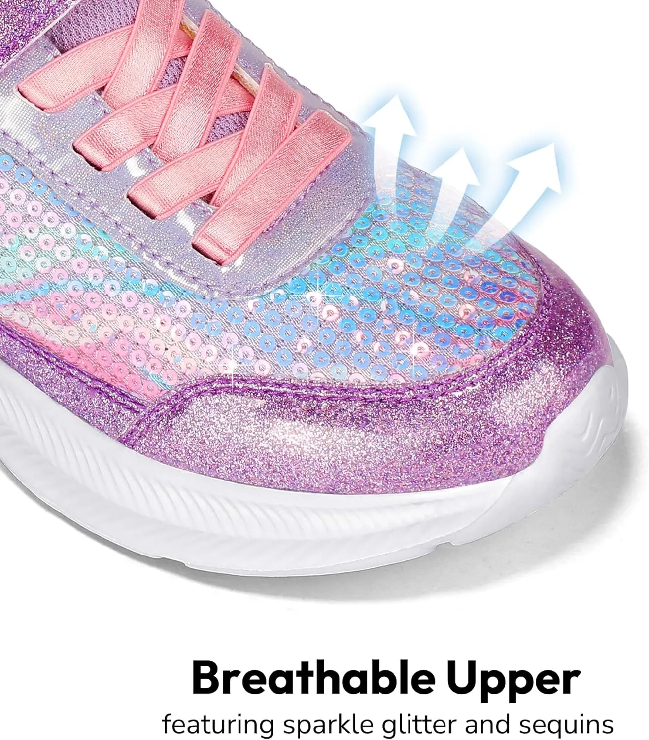 RUNSIDE Toddler Sneakers Girls Sparkle Sequins Walking Shoes, Kids Lightweight Tennis Sneakers with Hook and Loops
