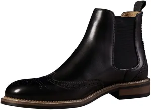 Santimon Chelsea Boots Men Black Dress Casual Genuine Leather Silp On Brogues Boots Fashion Formal Business Ankle Boots for Men