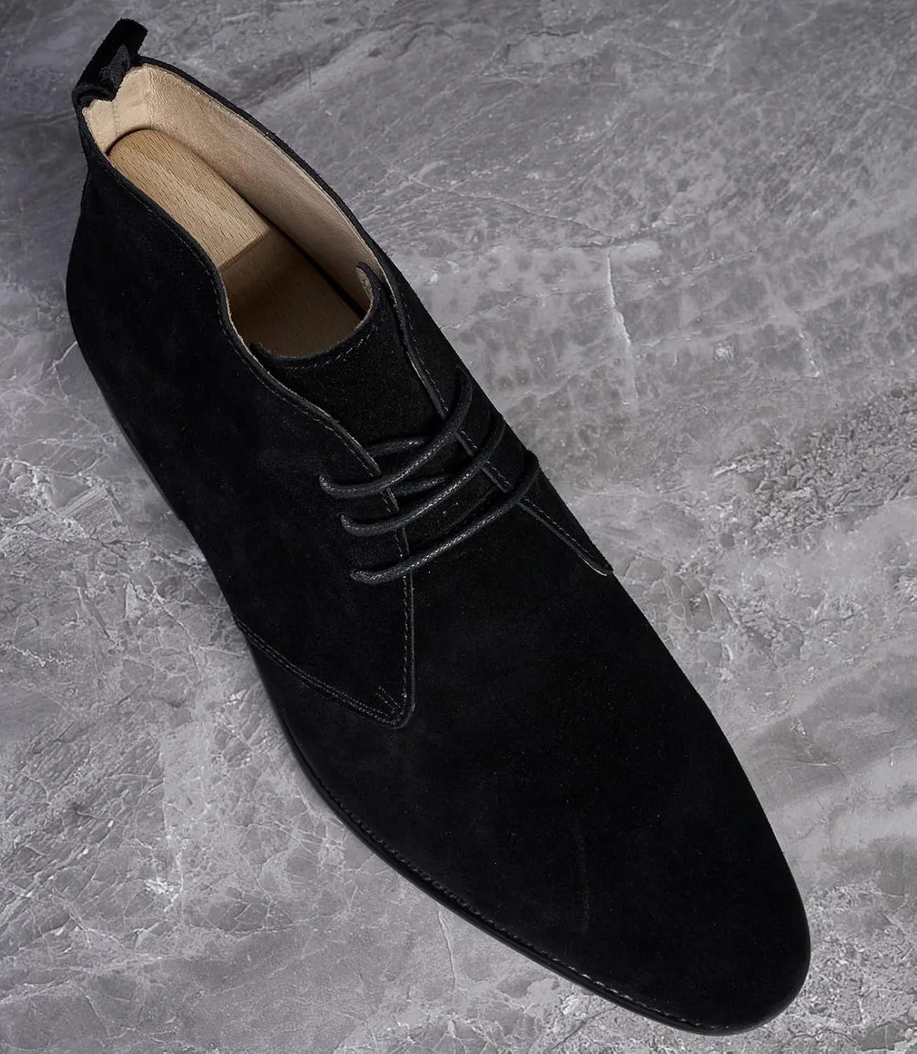 Santimon Chukka Boots Mens Black Dress Casual Suede Leather Chelsea Boots Fashion Formal Business Ankle Boots for Men