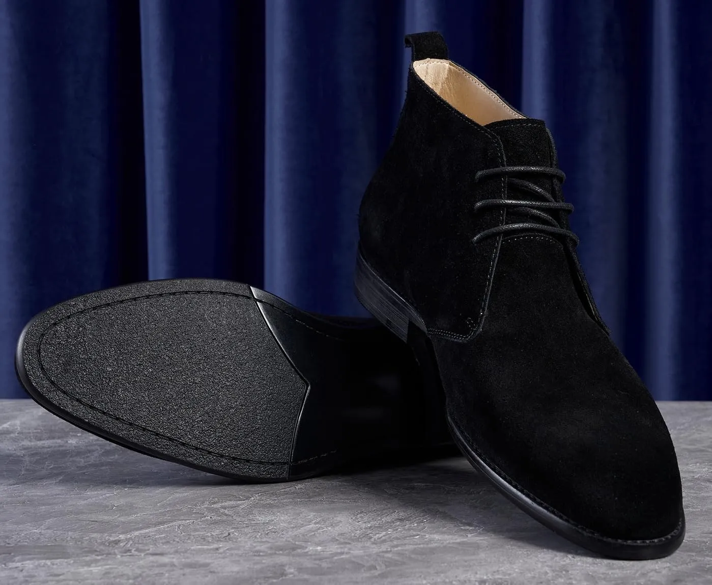 Santimon Chukka Boots Mens Black Dress Casual Suede Leather Chelsea Boots Fashion Formal Business Ankle Boots for Men