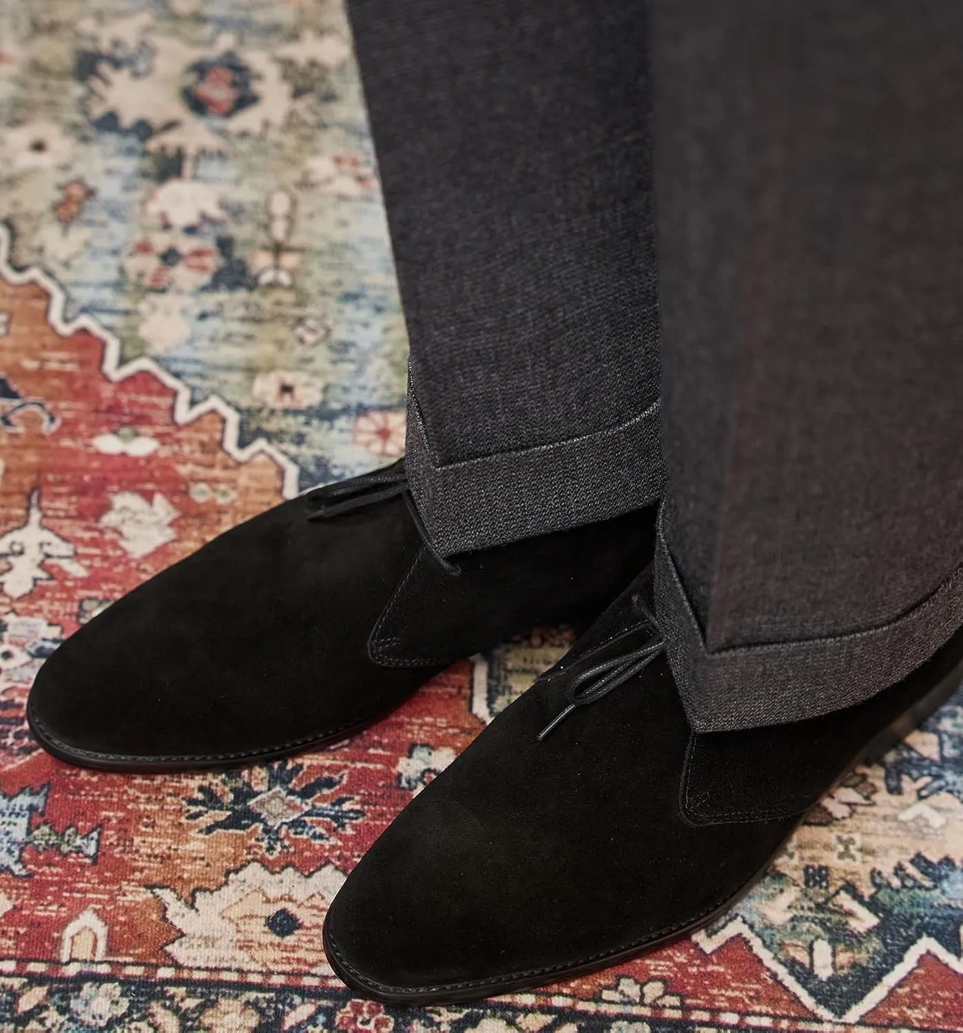 Santimon Chukka Boots Mens Black Dress Casual Suede Leather Chelsea Boots Fashion Formal Business Ankle Boots for Men