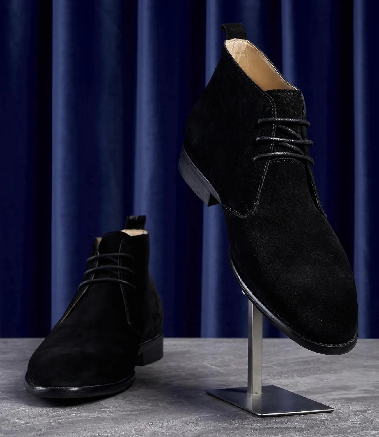 Santimon Chukka Boots Mens Black Dress Casual Suede Leather Chelsea Boots Fashion Formal Business Ankle Boots for Men