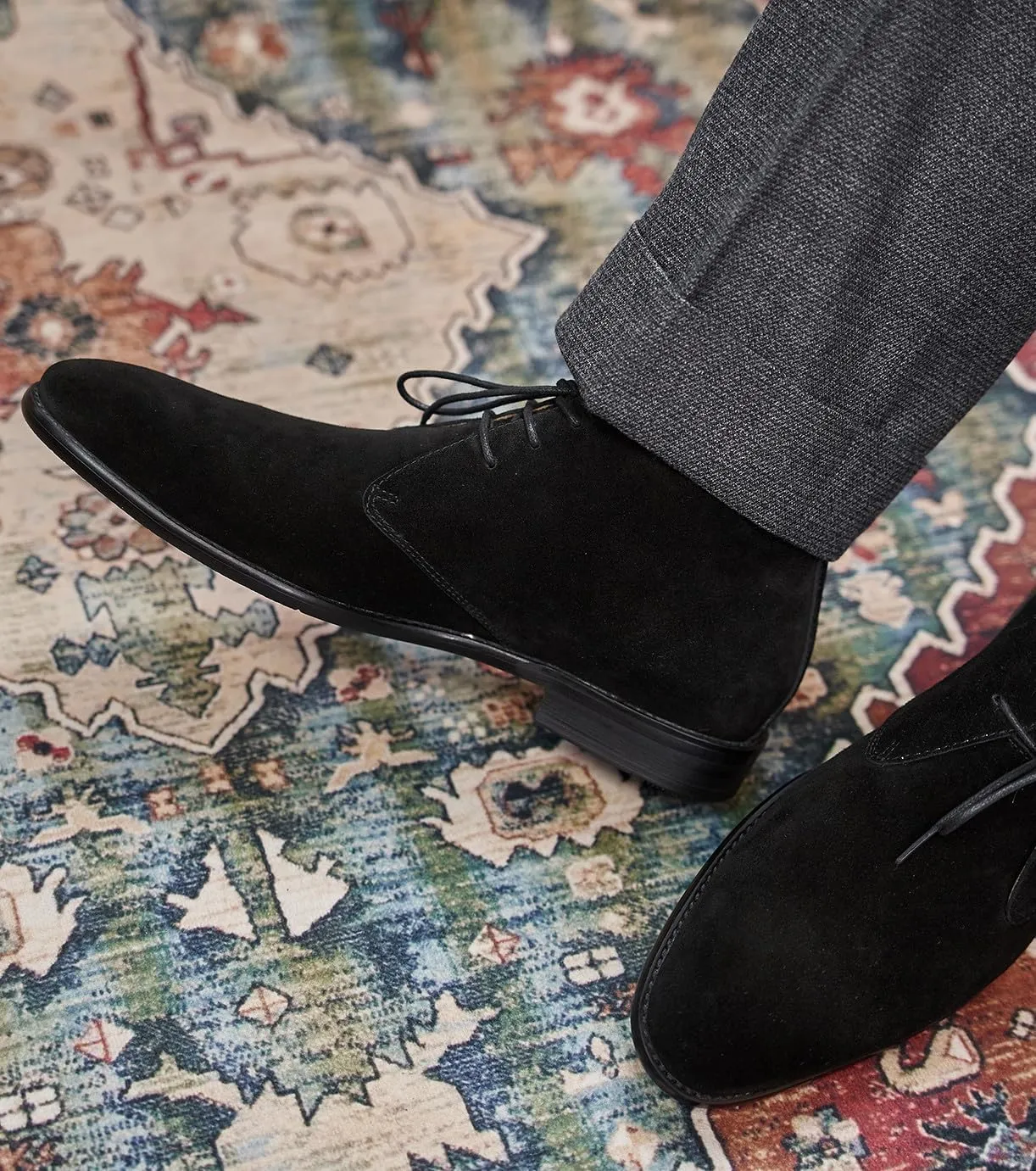 Santimon Chukka Boots Mens Black Dress Casual Suede Leather Chelsea Boots Fashion Formal Business Ankle Boots for Men