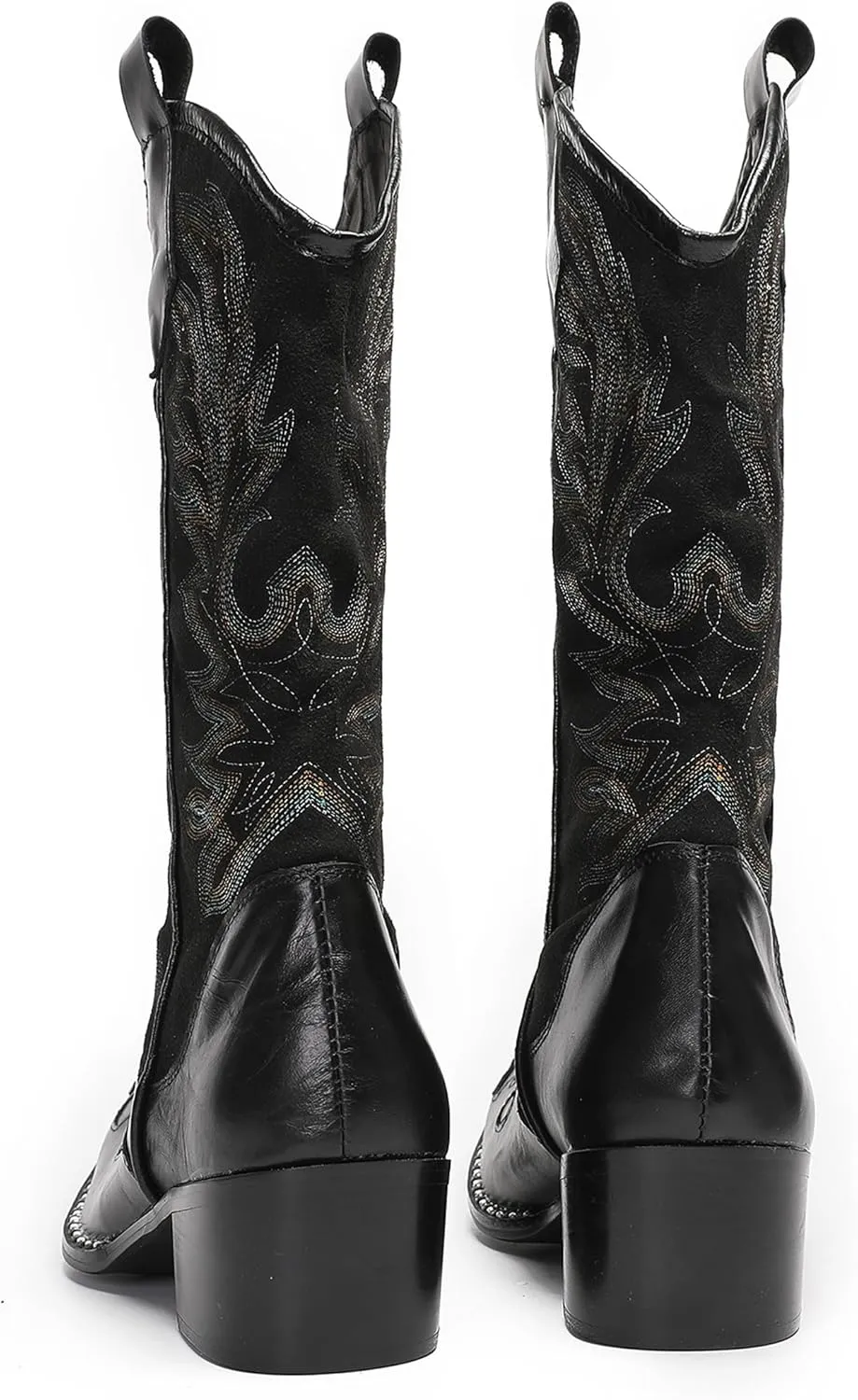 Santimon Cowboy Boots for Men Genuine Leather Metal Wingtip Toe Fashion Embroidered Western Boots- Handcrafted Luxury Men's Pull On Boots for Work and Casual Wear