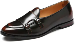 Santimon Italy Luxury Monk Strap Wedding Dress Shoes for Men Leather Handmade Shoes