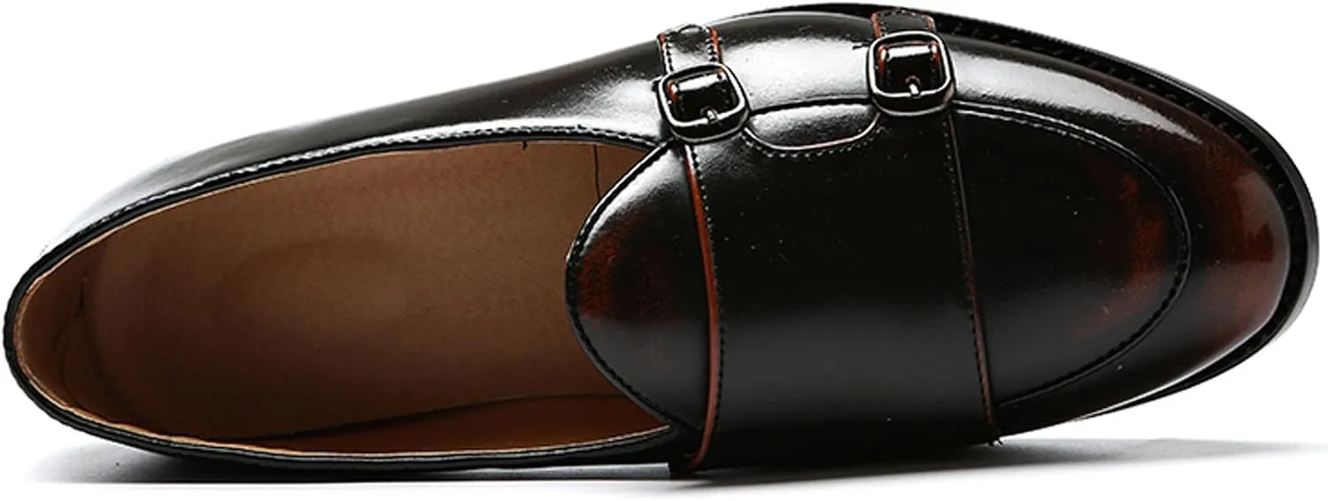 Santimon Italy Luxury Monk Strap Wedding Dress Shoes for Men Leather Handmade Shoes