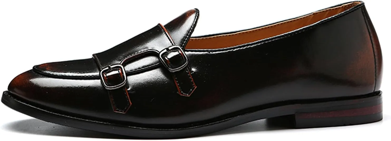 Santimon Italy Luxury Monk Strap Wedding Dress Shoes for Men Leather Handmade Shoes