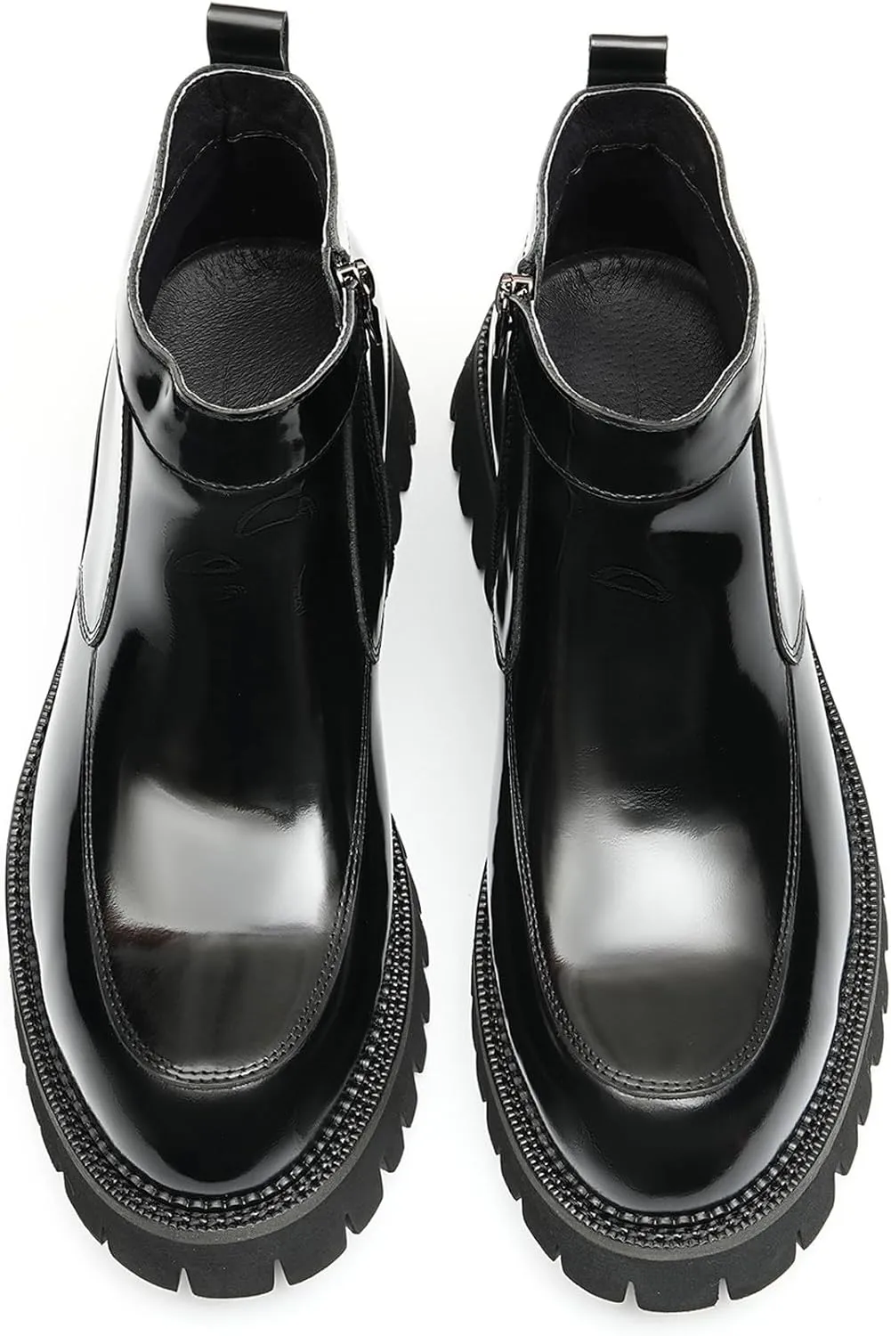 Santimon Mens Chelsea Boots Casual Dress Genuine Leather Chukka Boorts Zipper Thick Sole Western Cowboy Boots for Men Fashion Prom Wedding Formal Business Ankle Boots