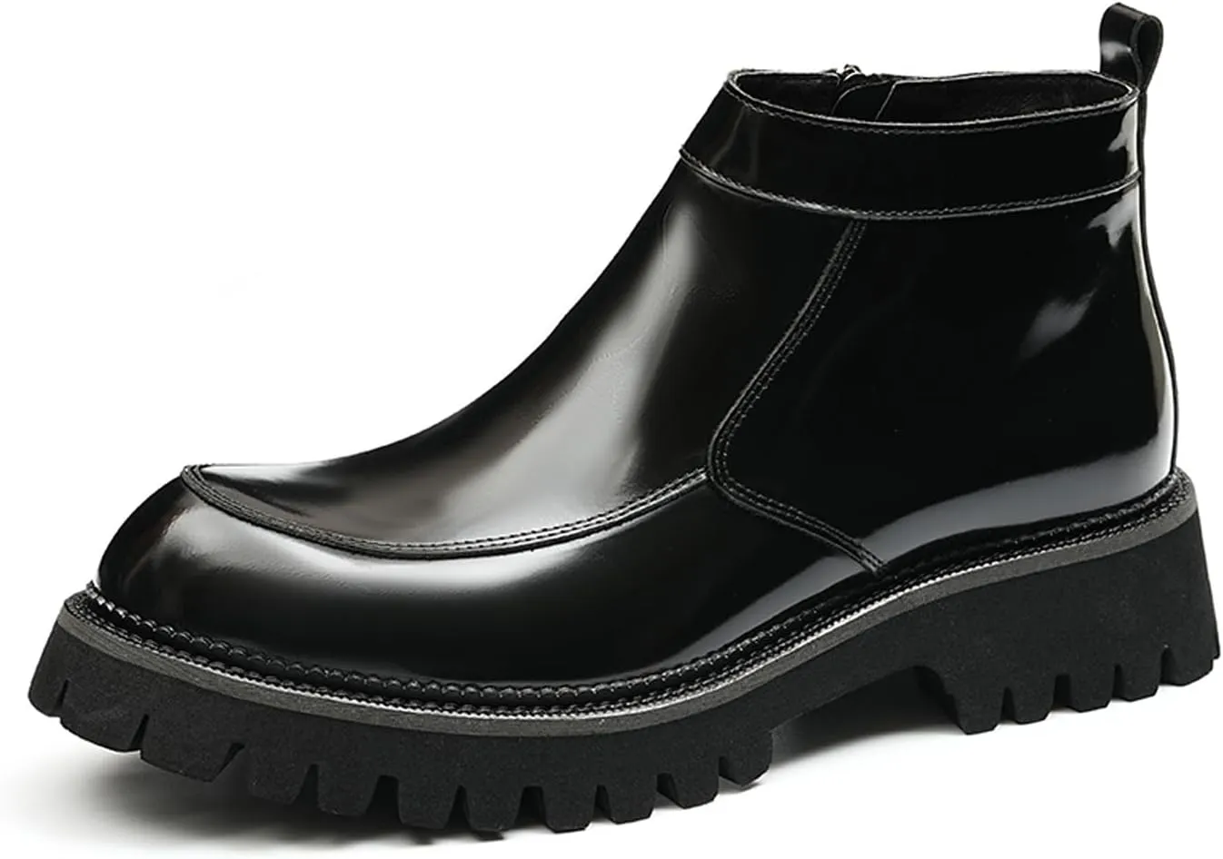 Santimon Mens Chelsea Boots Casual Dress Genuine Leather Chukka Boorts Zipper Thick Sole Western Cowboy Boots for Men Fashion Prom Wedding Formal Business Ankle Boots
