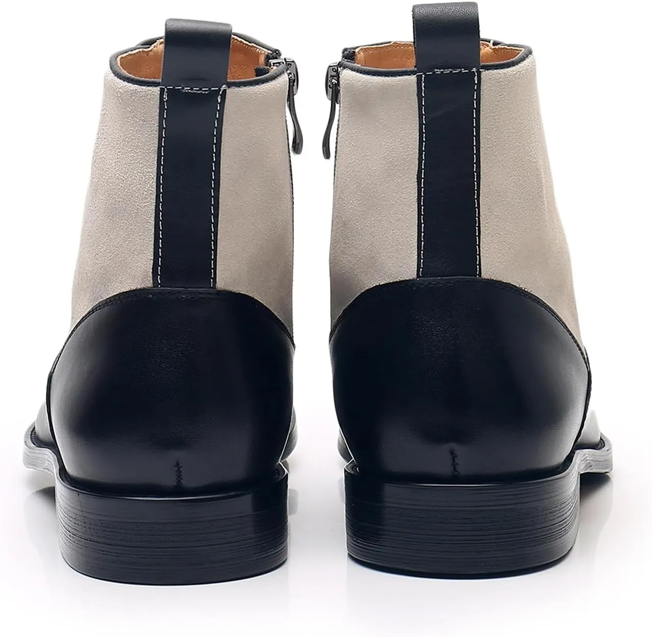 Santimon Men's Chelsea Boots Formal Dress Suede Ankle Boots Fashion Row of Buttons Two Tnoe Zipper Cowboy Boots Prom Wedding Business Casual Tuxedo Chukka Boots for Men