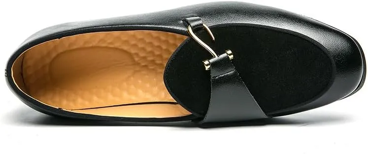 Santimon Men's Classic Leather Loafers Dress Slip on Wedding Velvet Tuxedo Shoes