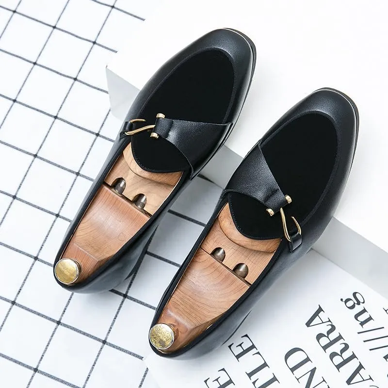 Santimon Men's Classic Leather Loafers Dress Slip on Wedding Velvet Tuxedo Shoes