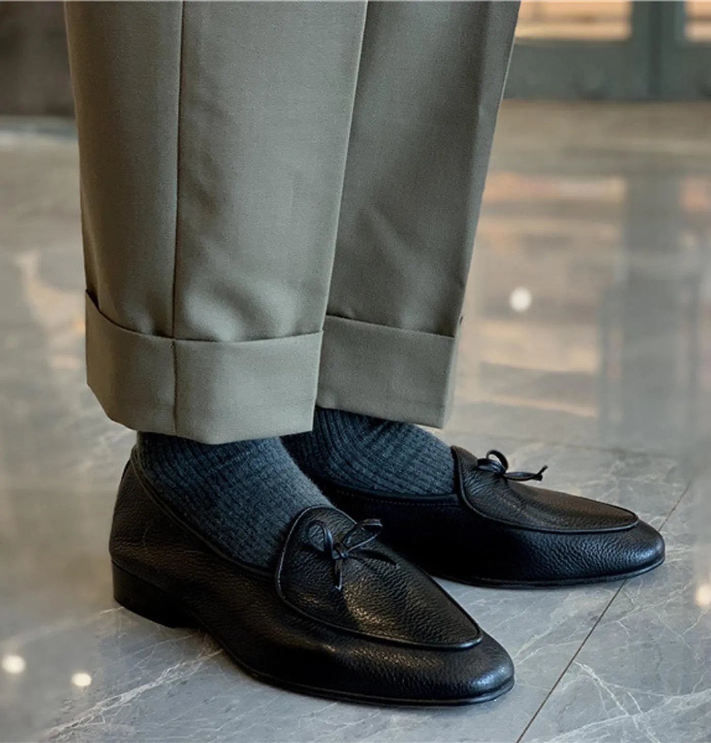 Santimon Men's Dress Shoes Belgian Loafers Leather Bow-Tie Slip On Penny Loafers Shoes Formal Business Casual Prom Wedding Tuxedo Shoes for Men