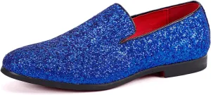 Santimon Mens Glitter Loafers Slip-On Dress Shoes – Sparkly Tuxedo & Suit Shoes for Weddings, Parties, and Formal Events
