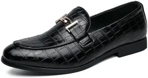 Santimon Men's Leather Loafers Crocodile Printed Classic Moccasins Casual Formal Dress Slip On Driving Shoes for Men