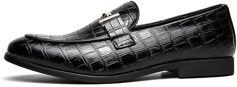 Santimon Men's Leather Loafers Crocodile Printed Classic Moccasins Casual Formal Dress Slip On Driving Shoes for Men