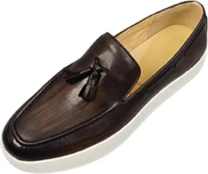 Santimon Men’s Leather Penny Loafers with Tassels – Stylish Slip-On Dress Casual Shoes, Classic & Comfortable for Business, Weddings, and Casual Wear