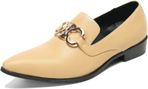 Santimon Men's Loafers Slip-Ons Dress Casual Business Penny Loafers Prom Wedding Tuxedo Business Smoking Summer Gold Chain Party Shoes for Boy