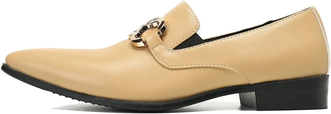 Santimon Men's Loafers Slip-Ons Dress Casual Business Penny Loafers Prom Wedding Tuxedo Business Smoking Summer Gold Chain Party Shoes for Boy