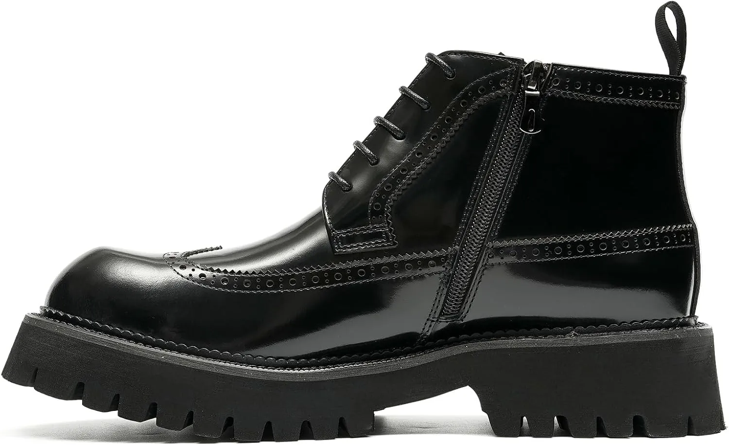 Santimon Mens Oxfords Boots Dress Formal Genuine Leather Wingtip Brogues Ankle Boots Fashion Tuxedo Wedding Busienss Casual Chelsea Boots Thick Sole Cowboy Boots for Men