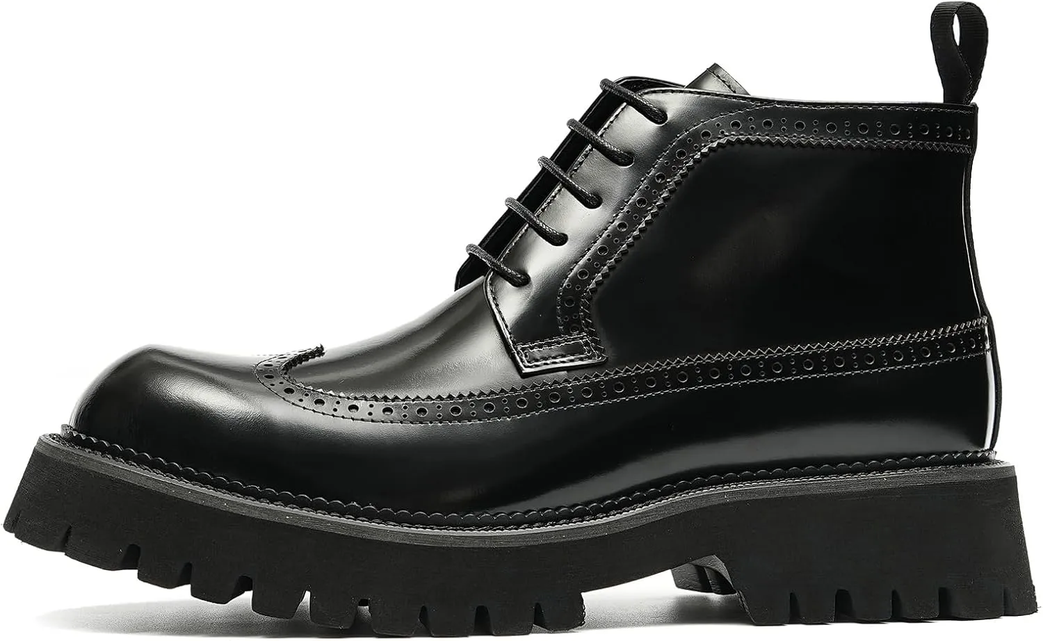 Santimon Mens Oxfords Boots Dress Formal Genuine Leather Wingtip Brogues Ankle Boots Fashion Tuxedo Wedding Busienss Casual Chelsea Boots Thick Sole Cowboy Boots for Men
