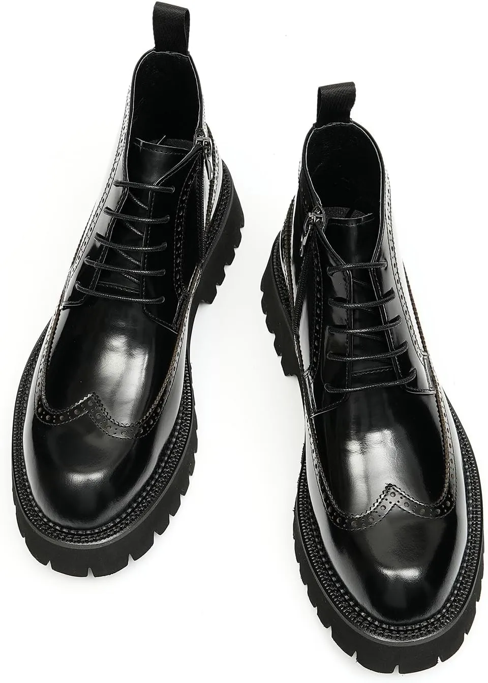 Santimon Mens Oxfords Boots Dress Formal Genuine Leather Wingtip Brogues Ankle Boots Fashion Tuxedo Wedding Busienss Casual Chelsea Boots Thick Sole Cowboy Boots for Men