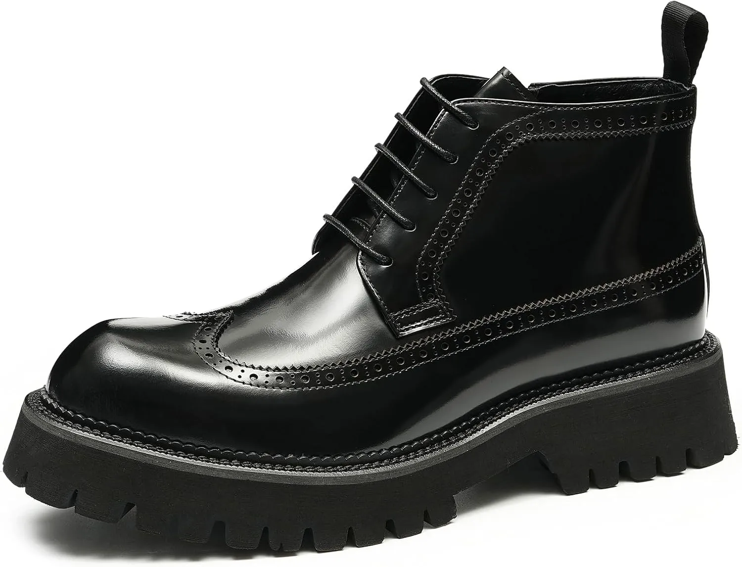 Santimon Mens Oxfords Boots Dress Formal Genuine Leather Wingtip Brogues Ankle Boots Fashion Tuxedo Wedding Busienss Casual Chelsea Boots Thick Sole Cowboy Boots for Men