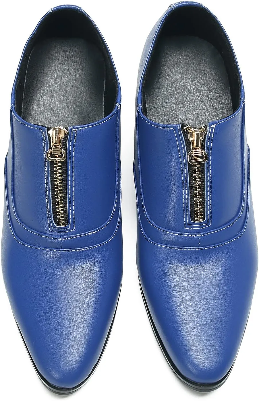 Santimon Men's Pump Slip On Loafers Party Dress Casual Leather Shoes Fashion Western Prom Wedding Disco Zipper Heels Shoes for Men Boys