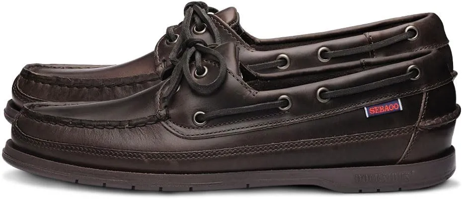Sebago Schooner Waterproof Boat Shoes - Leather Moccasins for Men Featuring 360-Degree Rawhide Lacing and Non-Marking Slip-Resistant Soles